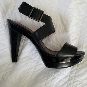 Levity Black strappy high heels